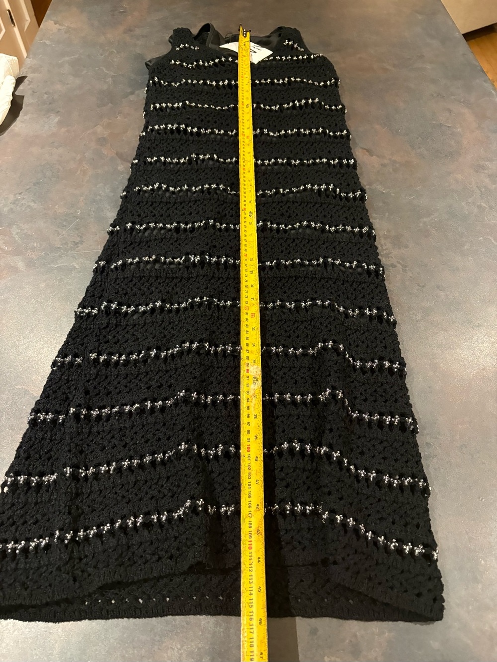 Zara Black Beading Crochet Maxi Dress Small - Picture 3 of 11